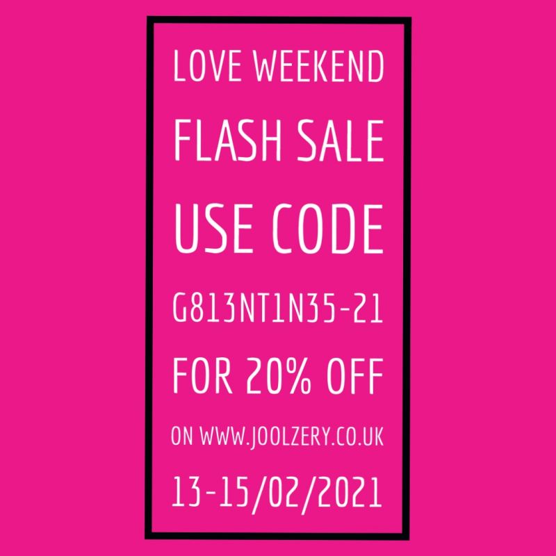 Celebrating a weekend of love, by holding a weekend sale get 20% all online orders with this voucher code